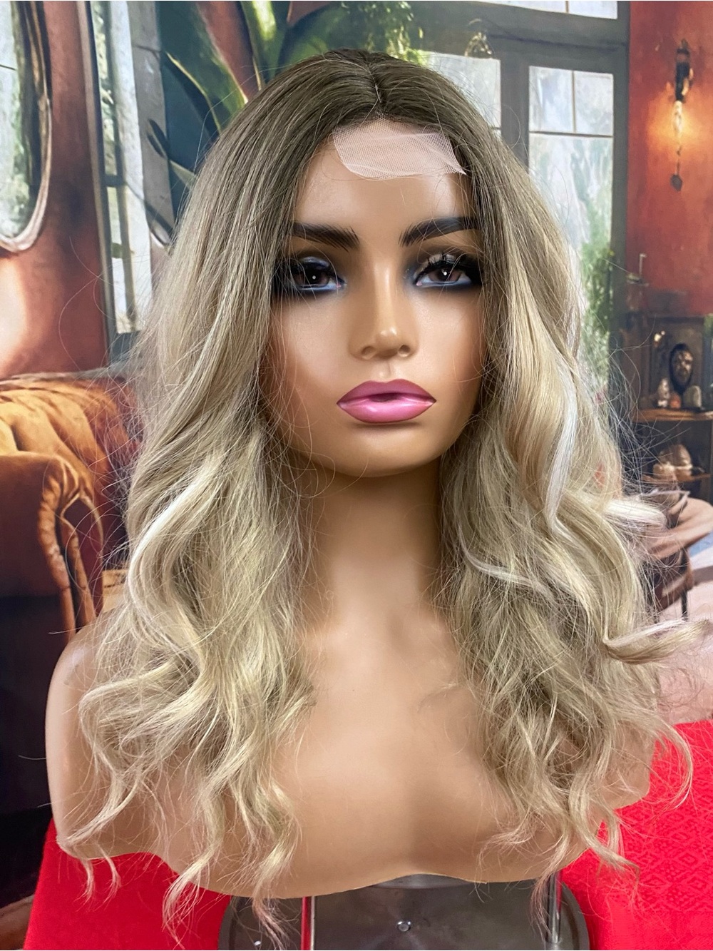 Center lace mixed Blonde Wig